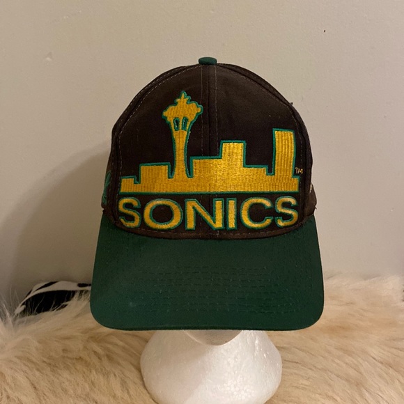 Seattle SuperSonics Vintage 90s Big Logo Athletic Hat Snapback Cap Sonics - Picture 1 of 17